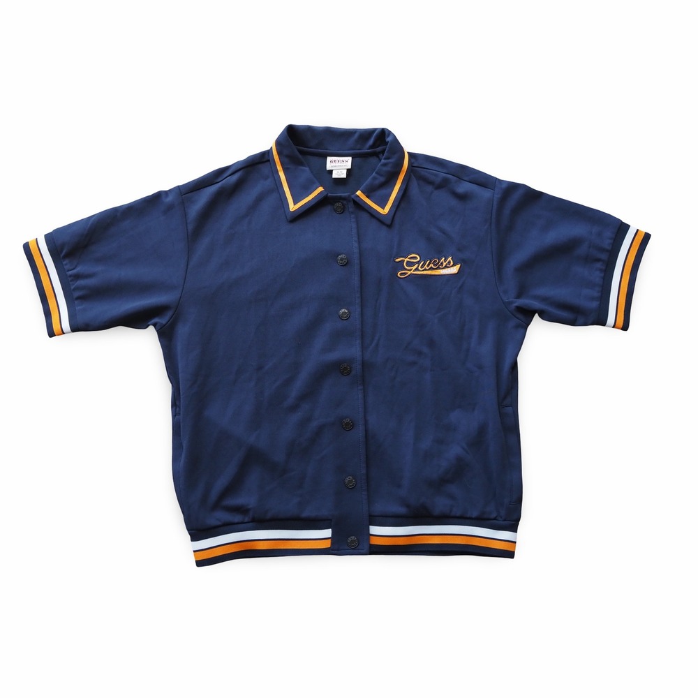 Guess Originals Go Virsa Snap Button Track‎ Top Mens M Navy Orange W2YP39K7PU0